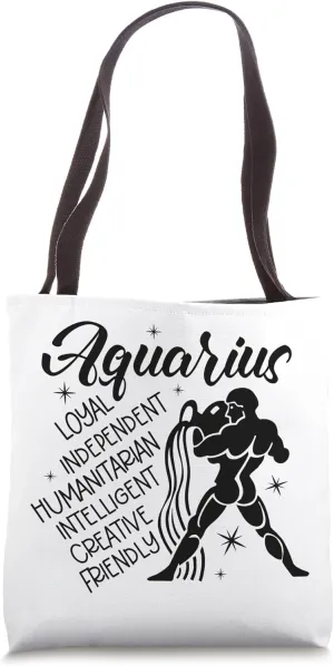 Aquarius Friendly Independent Loyal Humanitarian Intelligent Tote Bag