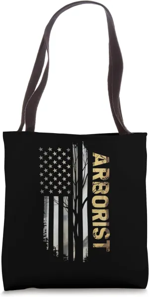 Arborist Tree Flag Retro Patriotic Forest Worker Lumberjack Tote Bag