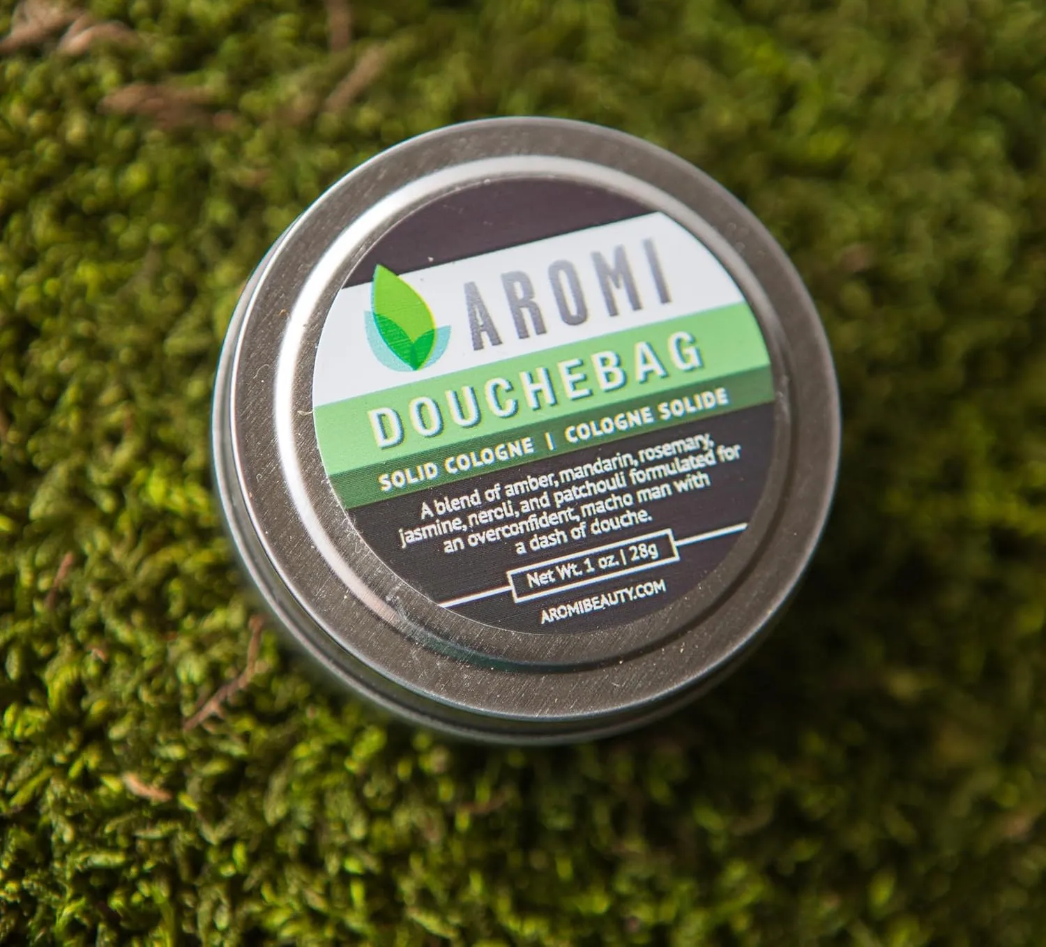 Aromi Solid Cologne | Clean, Fresh,   Aquatic Fragrance, Amber, Jasmine Scent, Vegan, Cruelty-free, Travel, Funny Men's Gift, Alcohol-free, Stocking Stuffer (Douchebag)