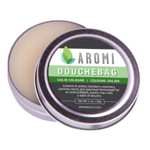 Aromi Solid Cologne | Clean, Fresh,   Aquatic Fragrance, Amber, Jasmine Scent, Vegan, Cruelty-free, Travel, Funny Men's Gift, Alcohol-free, Stocking Stuffer (Douchebag)