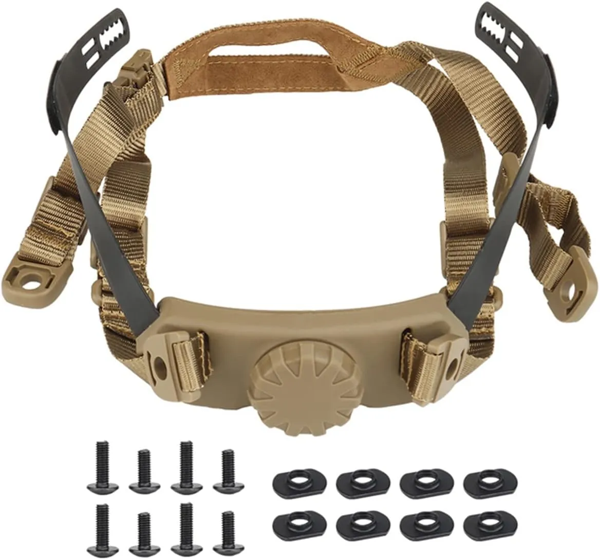 AZB Tactical Helmet Strap Adjustable Chin Strap Inner Suspension System with Bolts and Screws for Tactical Fast MICH IBH Airsoft Helmets