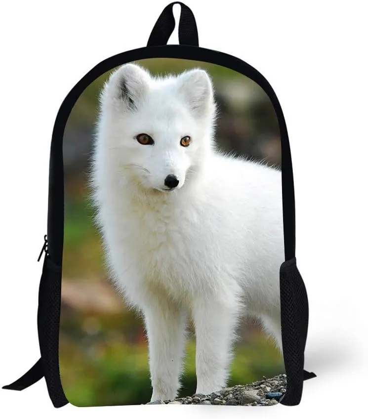 Backpack with Pencil Bag, Animal 3D Fox Pattern for Age 6-15 Years Old Kids Boys Girls