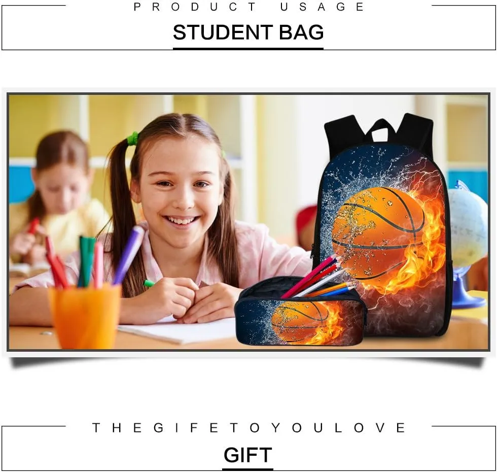 Backpack with Pencil Bag, Animal 3D Fox Pattern for Age 6-15 Years Old Kids Boys Girls