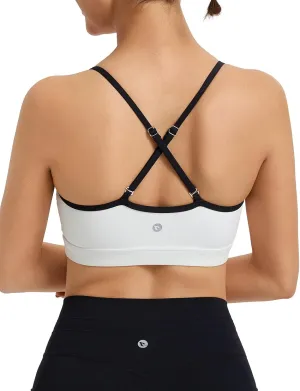 baleaf Womens Low Impact Sports Bra, Adjustable Spaghetti Strap Yoga Workout Bra with Removable Padded