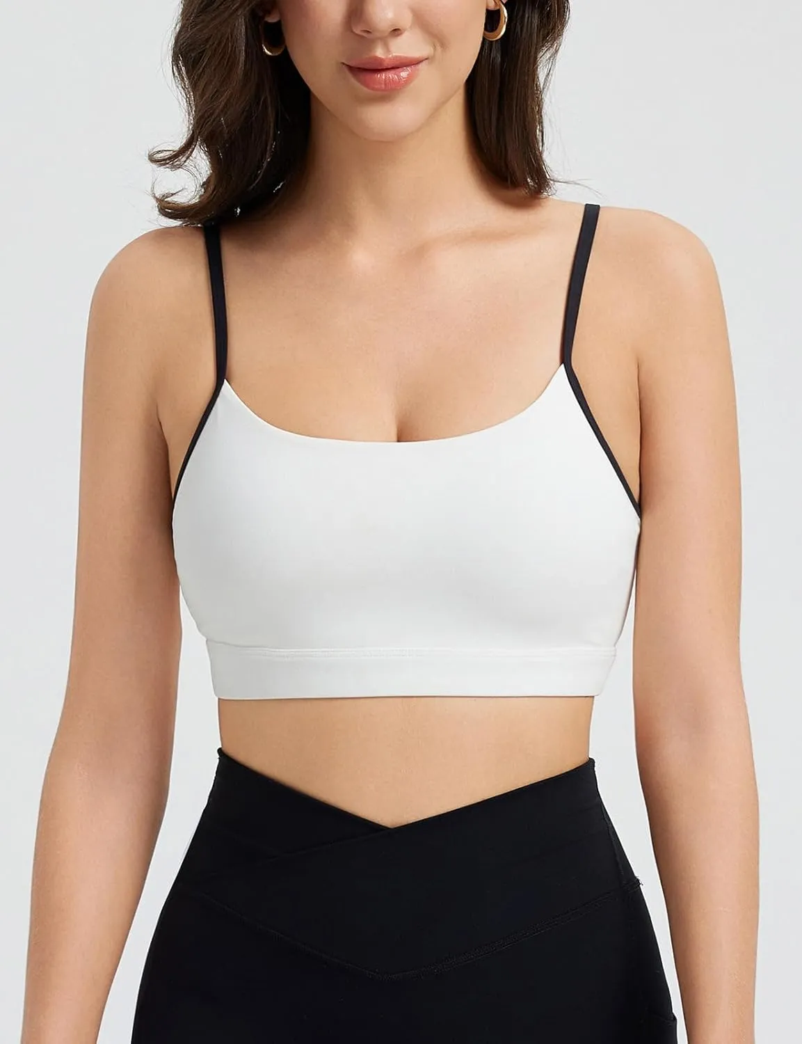 baleaf Womens Low Impact Sports Bra, Adjustable Spaghetti Strap Yoga Workout Bra with Removable Padded