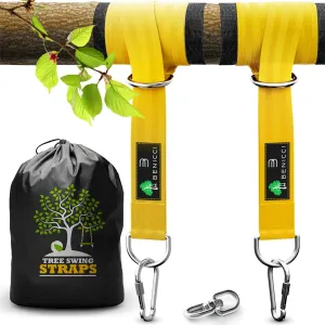 Benicci Safe Tree Swing Hanging Kit (Set of 2) - 10ft Long Straps with Two Alloy Carabiners and 2000 Lb Breaking Strength - Easy & Fast Installation for All Types of Swings and Children