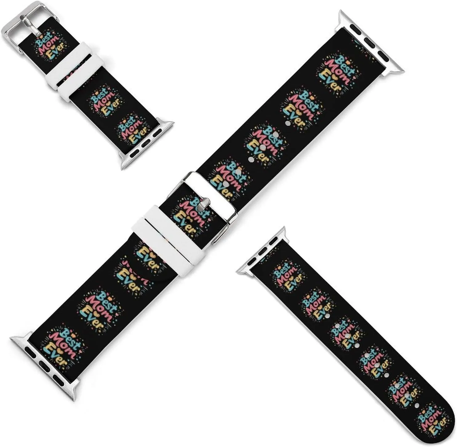 Best Mom Ever Adjustable Silicone Watchband Compatible with IWatch Classic Soft Sports Watch Strap for Men Women