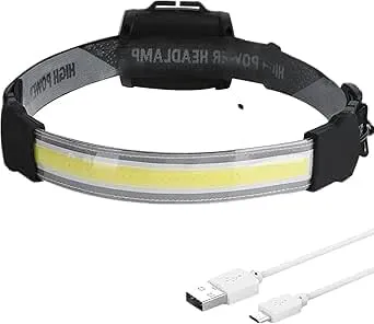 BESTSUN COB Headlamp Rechargeable Flashlight,210°Wide Beam Head Lamp with 3 Mode,Super Bright Head Light for Forehead,Lightweight Waterproof Powerful Head Lamp for Outdoor Running,Camping Hiking
