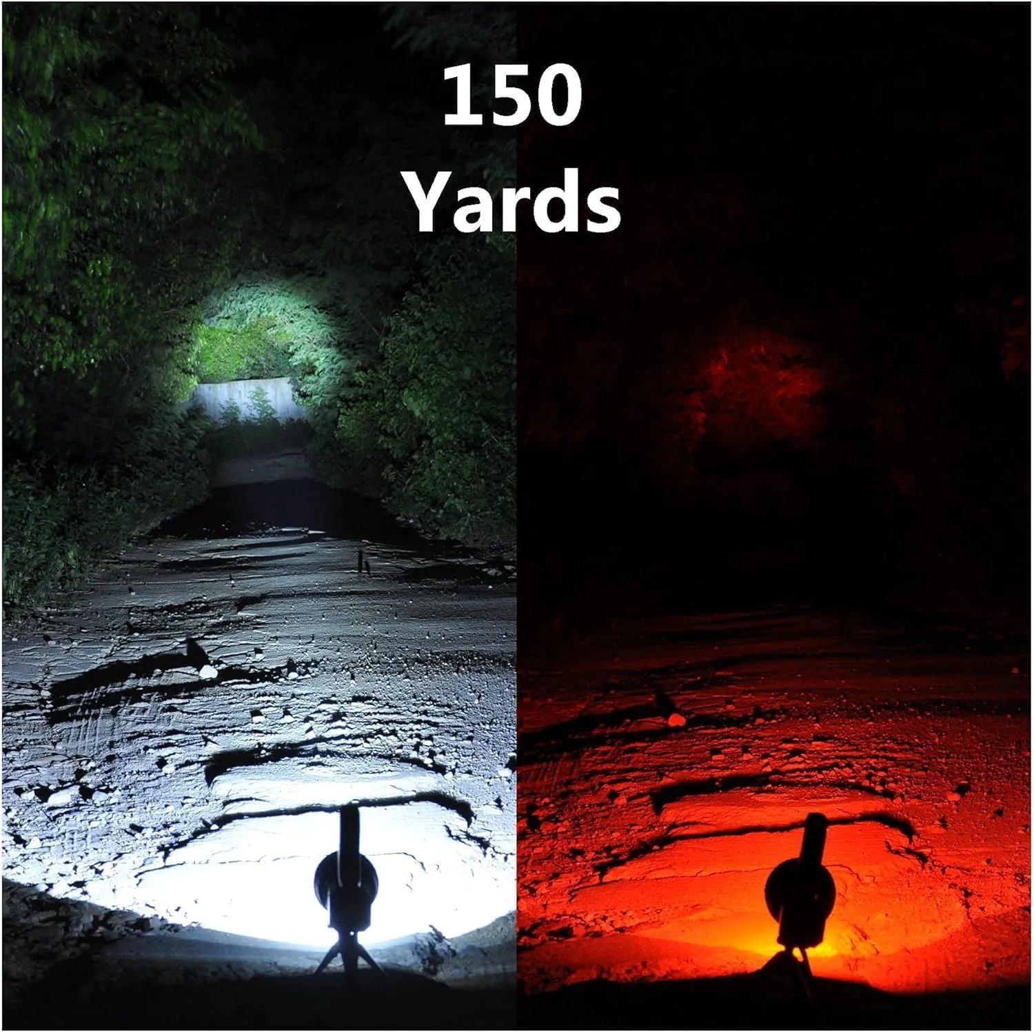 BIGSUN Q953 Spotlight, Rechargeable High Lumen LED Flashlight with Red Lens, 10000 mAh Power Bank, Side floodlight and Warning Light, Home Safety, Camping, Boat, Hunting