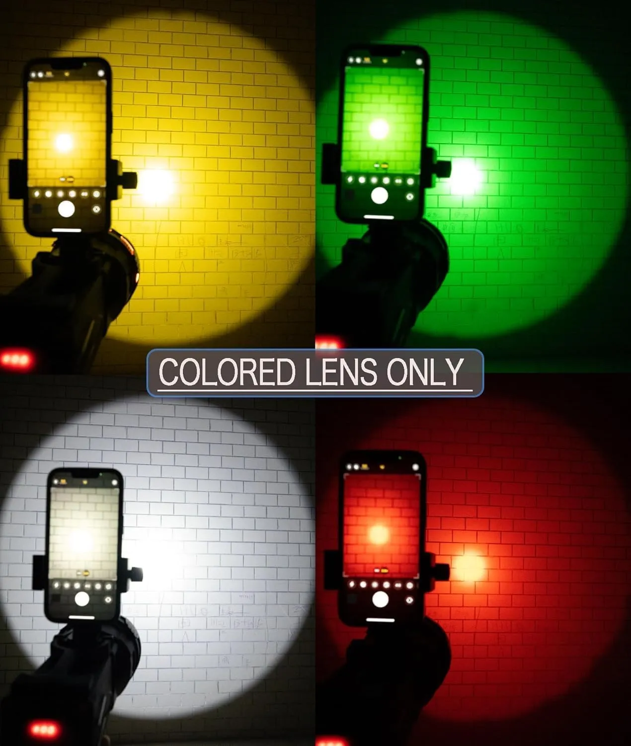 BIGSUN Spotlight, LED Flashlight with 4 Color Lenses and Phone Holder, Built-in 14000mAh Rechargeable Battery Pack, Outdoor Handheld spot Light for Home Security, Camping, Boating, Hunting