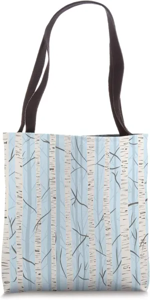 Birch Tree Forest Blue Tote Bag