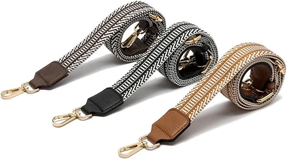 Black Ethnic Thickened Wide Shoulder Strap Bag Accessories Adjustable Single Room