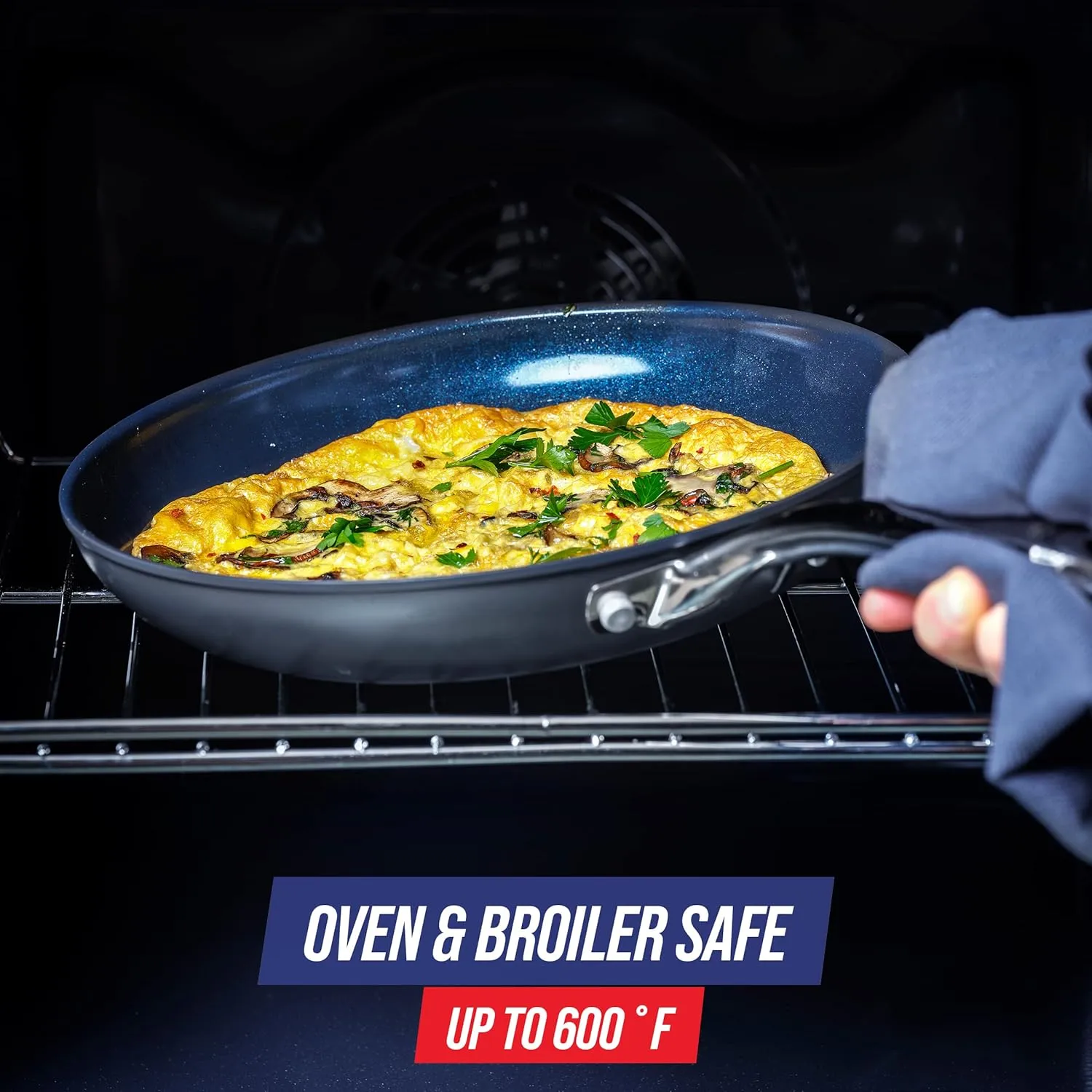 Blue Diamond Cookware 10" and 12" Skillet Frying Pan Set, Hard Anodized Healthy Ceramic Nonstick PFAS & PFOA-Free, Dishwasher & Oven Safe, Even Heating, Metal Utensil Safe, Warp Control, Gray