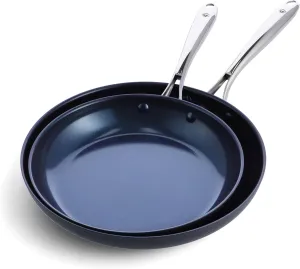 Blue Diamond Cookware 10" and 12" Skillet Frying Pan Set, Hard Anodized Healthy Ceramic Nonstick PFAS & PFOA-Free, Dishwasher & Oven Safe, Even Heating, Metal Utensil Safe, Warp Control, Gray