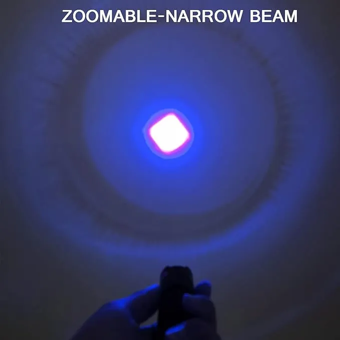 Blue Light Flashlight Single Mode Blue LED Flashlight with Clip Adjustable Focus Blue Flashlight for Hunting Fishing