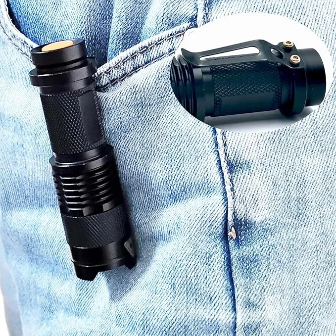 Blue Light Flashlight Single Mode Blue LED Flashlight with Clip Adjustable Focus Blue Flashlight for Hunting Fishing