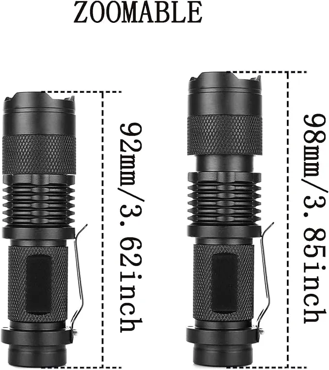 Blue Light Flashlight Single Mode Blue LED Flashlight with Clip Adjustable Focus Blue Flashlight for Hunting Fishing