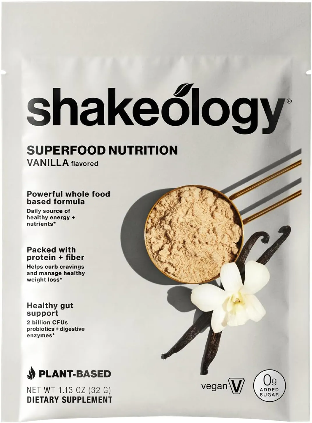 BODi Shakeology 0g Added Sugar Plant Based Protein Powder Blend, Gluten-Free Shake with Vitamins and Minerals – Helps Support Healthy Weight Loss, Lean Muscle, Gut Health, Vanilla - 14 Servings