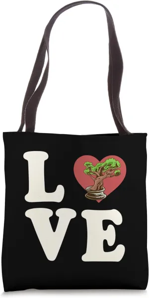 Bonsai Love Spelled Out With Heart Graphic Tote Bag