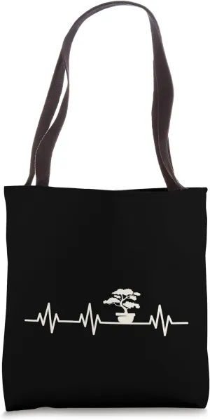 Bonsai Tree Heartbeat Life Bonsai Heart EKG Pulse Tote Bag