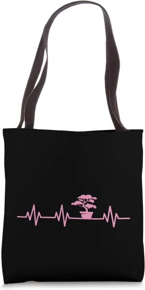 Bonsai Tree Heartbeat Life Bonsai Heart EKG Pulse Tote Bag