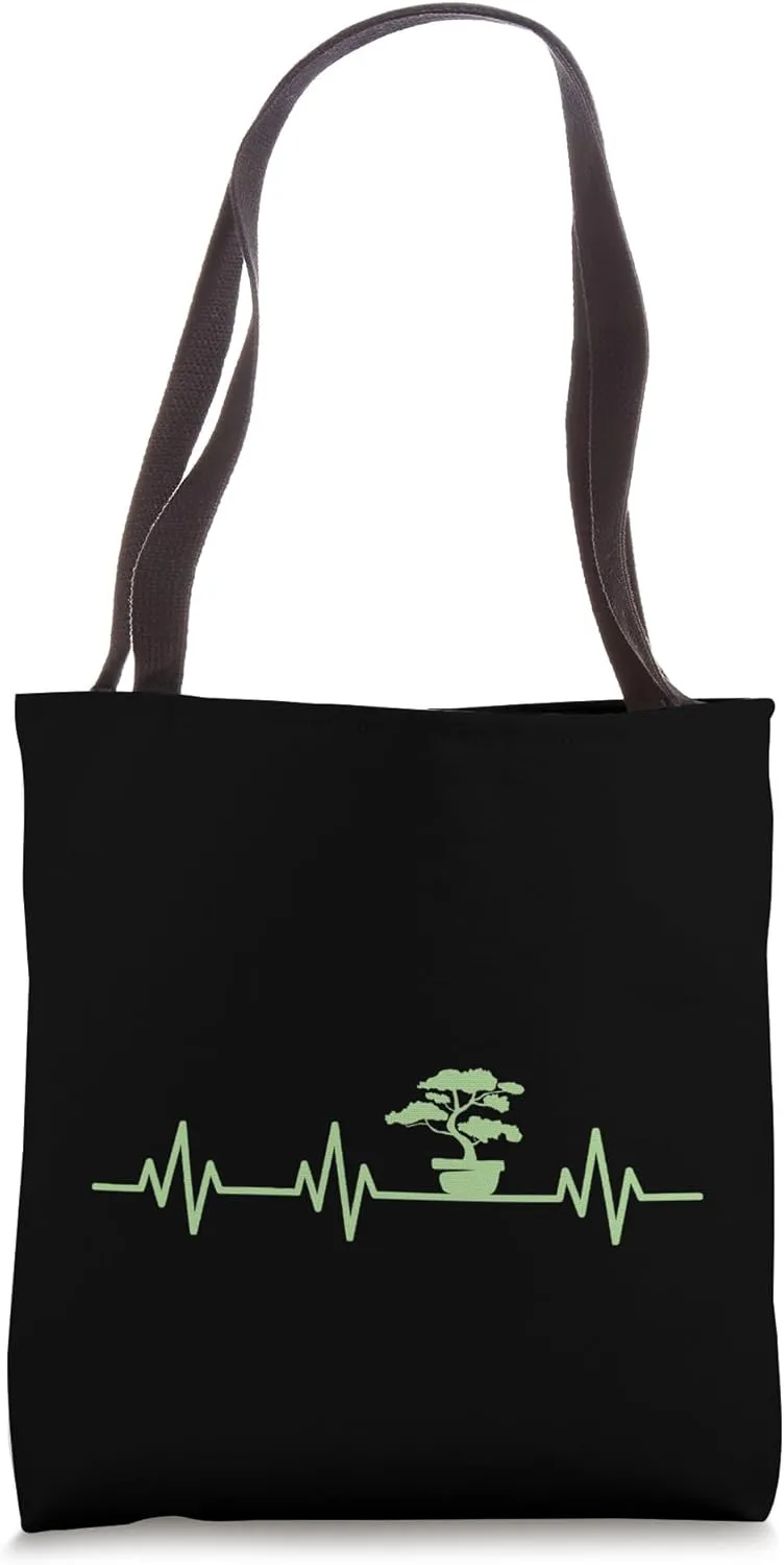 Bonsai Tree Heartbeat Life Bonsai Heart EKG Pulse Tote Bag