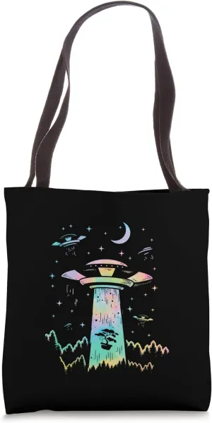 Bonsai Tree Novelty UFO Alien Abduction Flying Saucer Bonsai Tote Bag