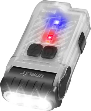 BORUIT V15 Small Flashlight Powerful Super Bright with 80° Swivel Head, Clip Magent Warm Red Blue COB Light - Mini Pocket Keychain EDC Flashlights USB Rechargeable IP67 LED Flash Light