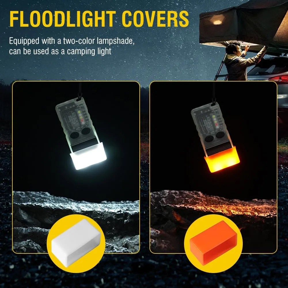 BORUIT V20 Small Powerful Flashlight 180°Head Swivels Super Bright with Cob Side Light, USB C Rechargeable Flashlight with Two-Way Clip,Lanyard and Keychain, Magnetic Buzzer - 13 Modes