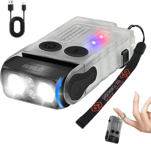 BORUIT V20 Small Powerful Flashlight 180°Head Swivels Super Bright with Cob Side Light, USB C Rechargeable Flashlight with Two-Way Clip,Lanyard and Keychain, Magnetic Buzzer - 13 Modes