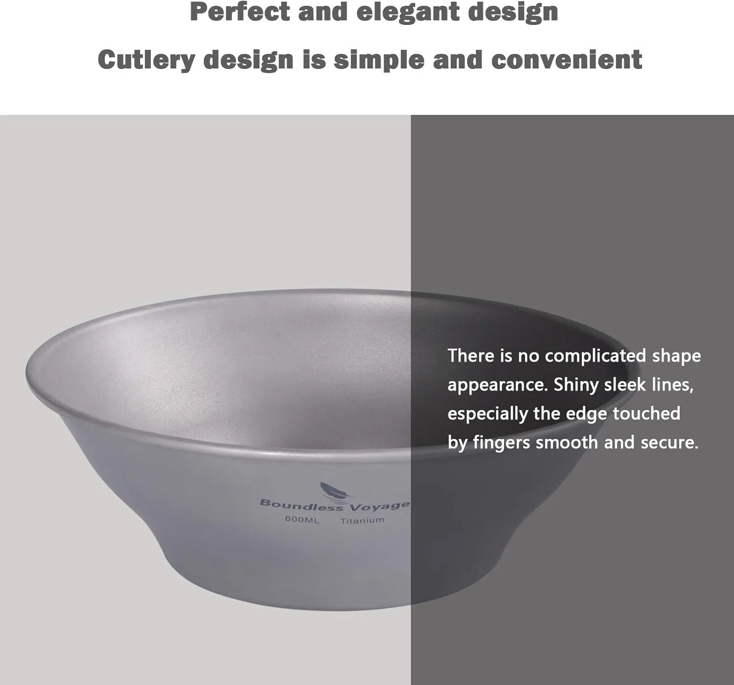 Boundless Voyage Ultralight Titanium Bowl Pan Plate Dish with Carry Bag Outdoor Camping Portable Tableware Cookware (Ti15164B (600ml Bowl))