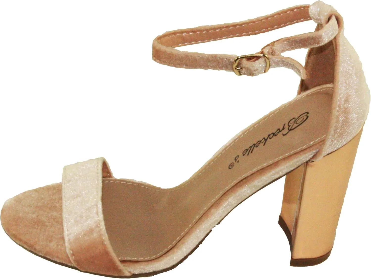 Breckelle's Women's Devie-04 Open-Toe Adjustable Ankle Strap Velvet Chunky Round High Heel Sandals