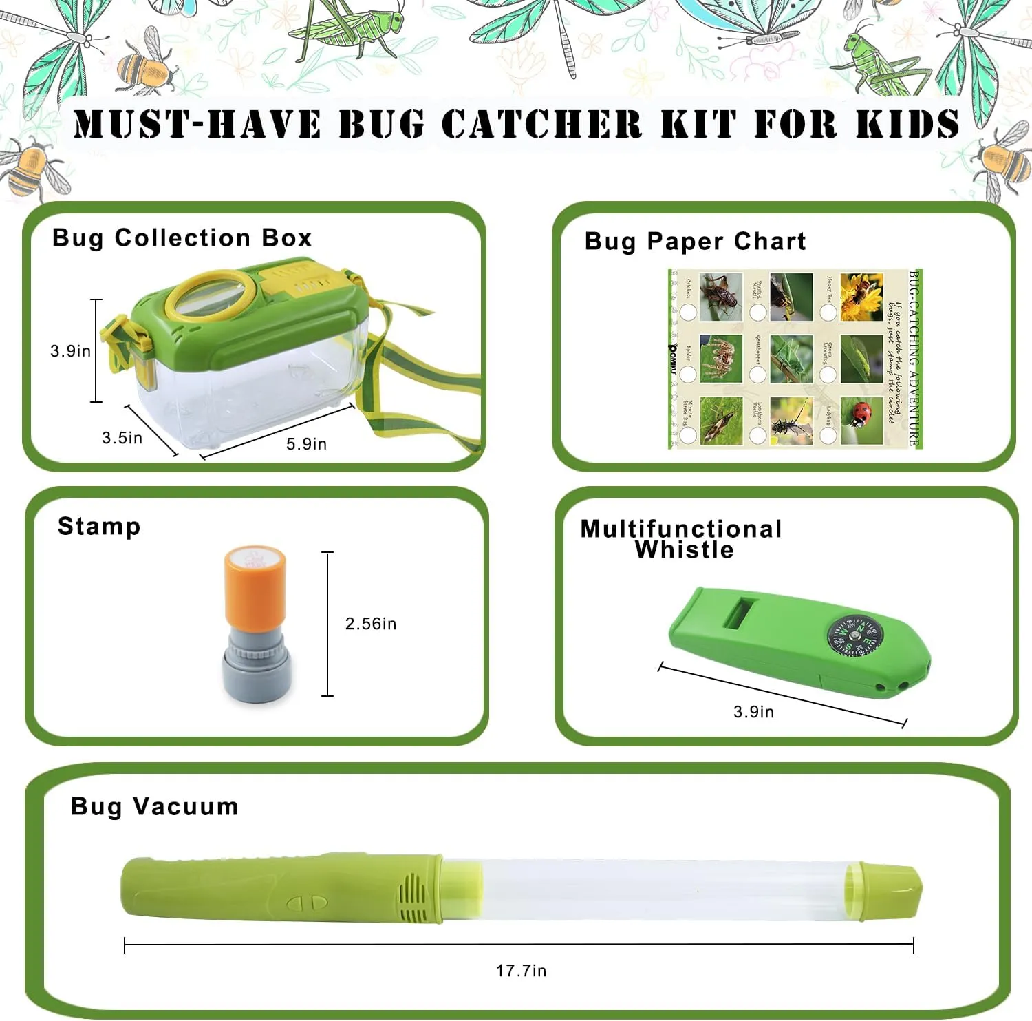Bug Catcher Vacuum for Kids 5PCS, Exploration Toys Gifts for Boys Girls Age 3 and up, Bug Vacuum Wand, Bug Collection Box for Birthday Christmas