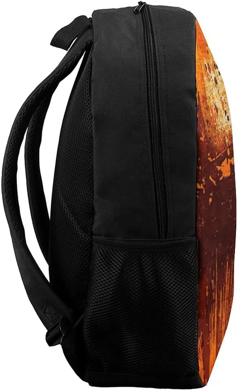 Burnt Abstract Monochrome Orange Graphic Blots Backpack with Adjustable Straps, Suitable for Travel Picnics Activities