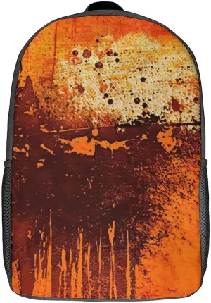 Burnt Abstract Monochrome Orange Graphic Blots Backpack with Adjustable Straps, Suitable for Travel Picnics Activities