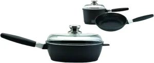 by BergHOFF Starter Set with 2 Lids | Ceramic and Titanium Cooking Surface | Durable, Lightweight Cast Construction | Detachable Handle for Oven Use | Designed in Europe. Made for America