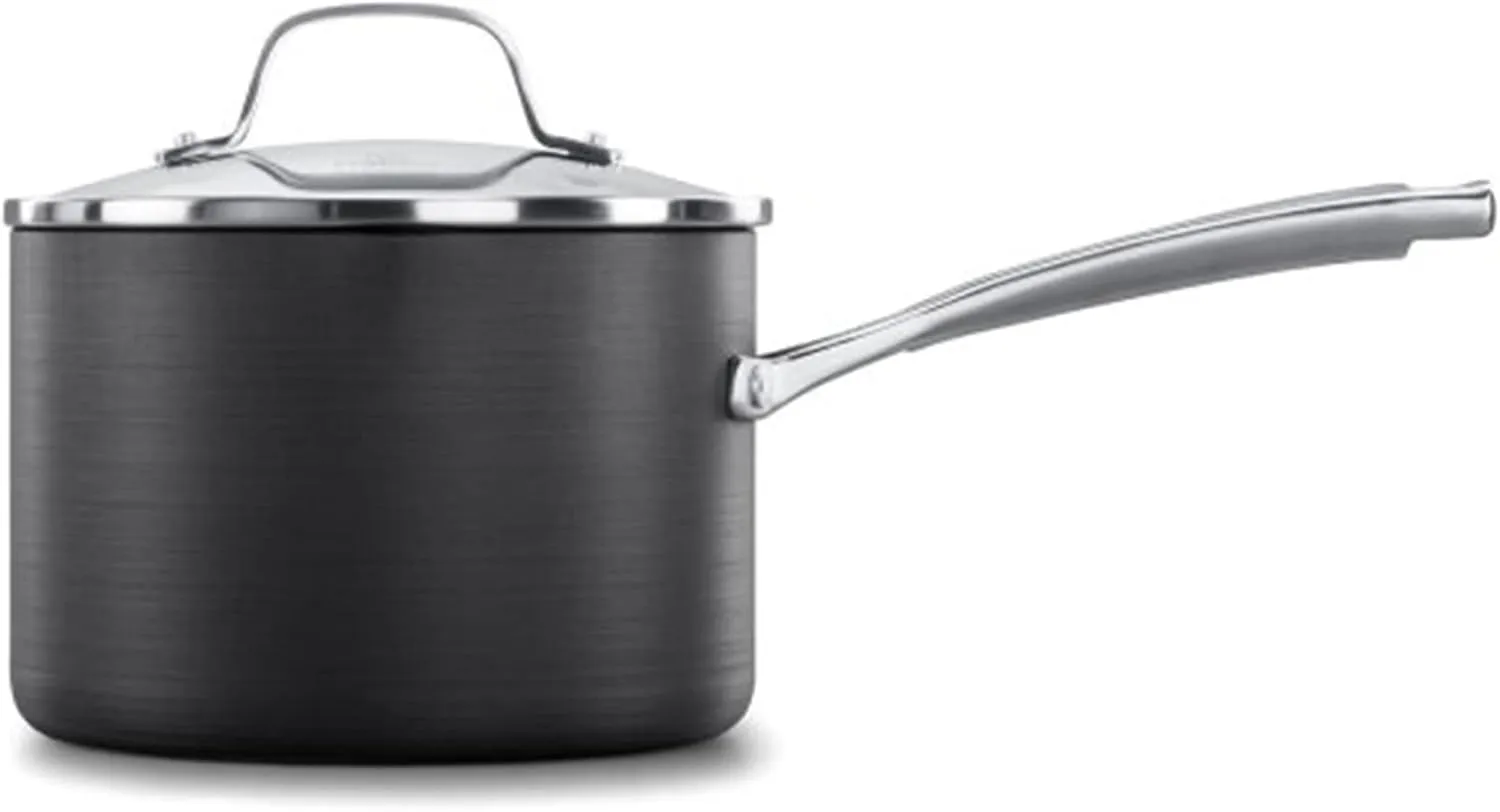 Calphalon Classic 3.5 Quart Sauce Pan with Lid, Hard Anodized Nonstick Cookware, AquaShield Technology, Dishwasher and Oven Safe