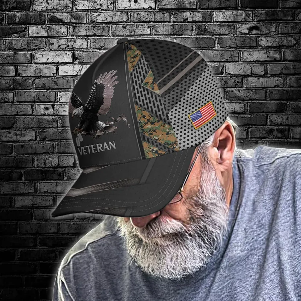 Camo Eagle Veteran Cap, Military Hat for Men, Veteran Day Gifts for Dad Grandpa, Adjustable Strap Back