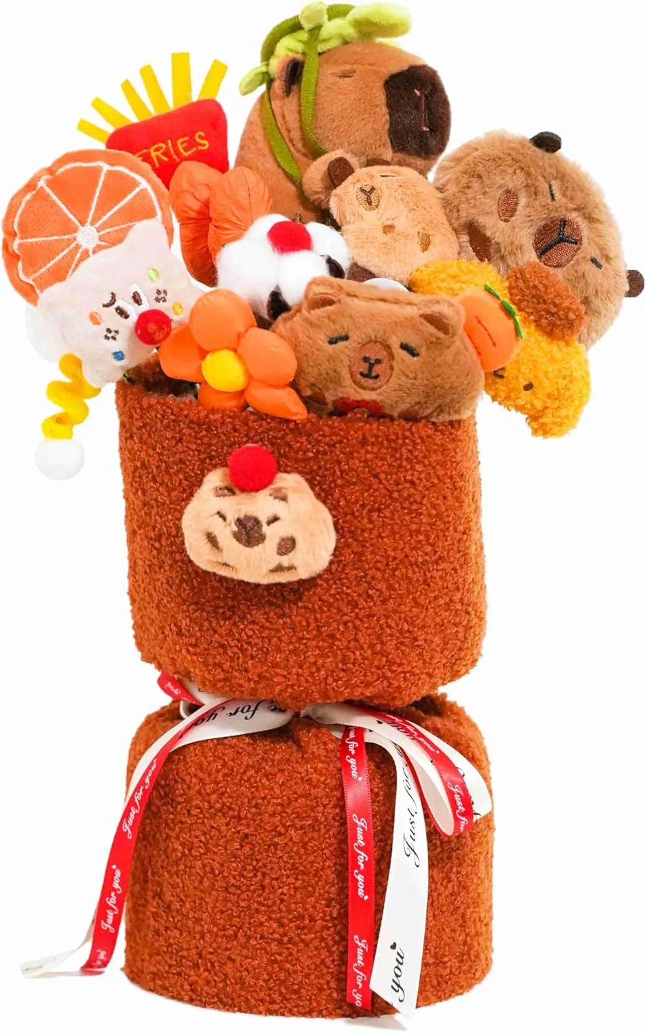 Capybara Plush Flowers Bouquet, Capybara Stuffed Animal, Plush Flower and Kawaii Plushies, Cute Plush Toys, Emotional Support Plush, Girlfriend Gifts, for Women, 14 inch