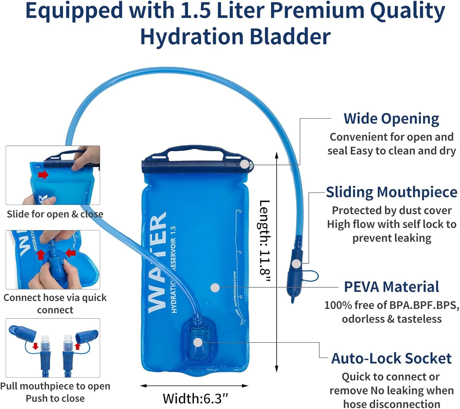 Carey STEN Hydrated Backpack, Running Vest, paired with a 1.5L Water Bag Hiking Backpack, Suitable for Running, Hiking, Marathon, and Both Men and Women