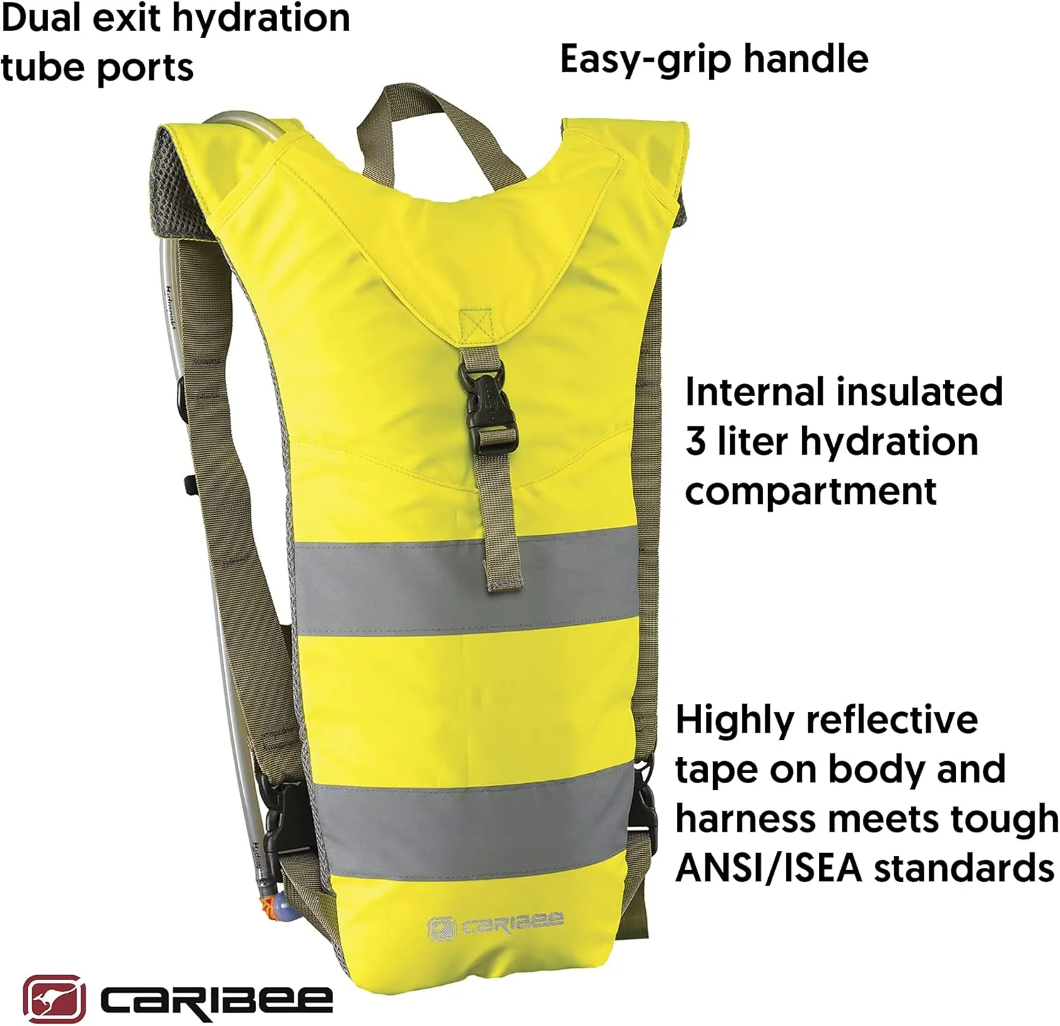 Caribee Nuke- Reflective Hi-vis Hydration Backpack – 3 L Capacity