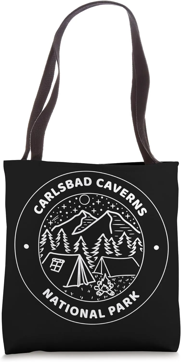 Carlsbad Caverns National Park Camp Mountain Fire Tree Moon Tote Bag