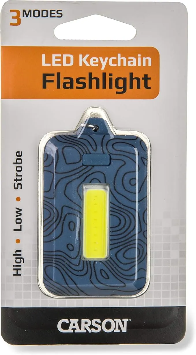 Carson COB LED Keychain Flashlight with Stainless Steel Keyring
