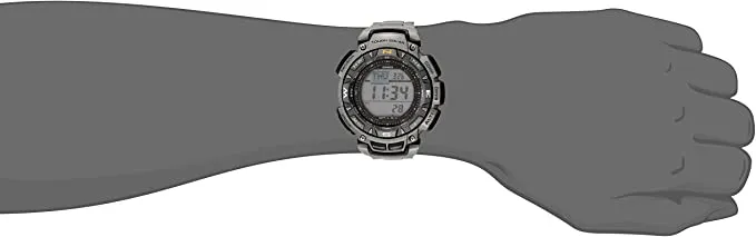 Casio Men's PAG240T-7CR Pathfinder Triple-Sensor Stainless Steel Watch with Titanium Bracelet