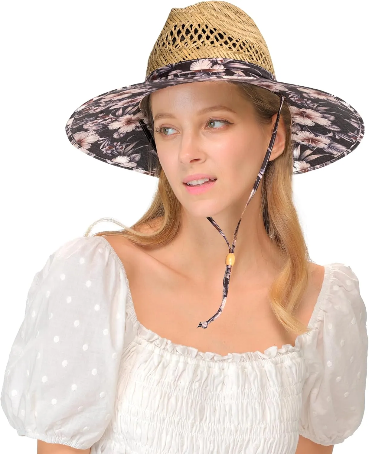 C.C Paradise Ocean Print Bamboo Lifeguard Hat with Adjustable Strap - for Unisex