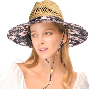 C.C Paradise Ocean Print Bamboo Lifeguard Hat with Adjustable Strap - for Unisex