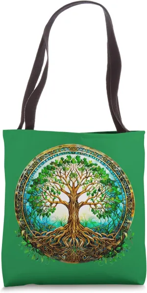 Celtic Tree of Life in Green and Brown Tote Bag