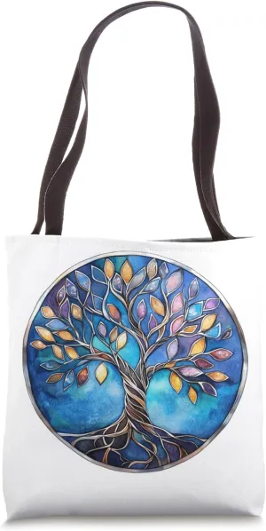 Celtic Tree of Life Symbol with Knotwork Design Tote Bag