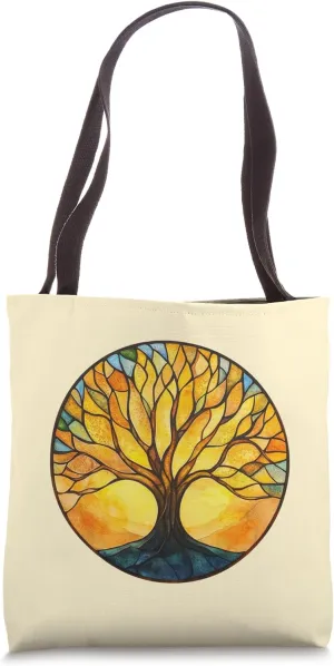Celtic Tree of Life Symbol with Knotwork Design Tote Bag