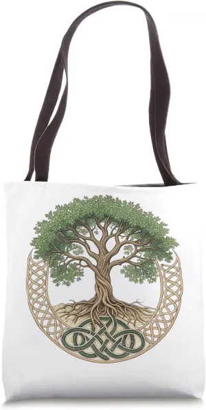 Celtic Tree of Life Yggdrasil Norse Mythology Knotwork Tote Bag